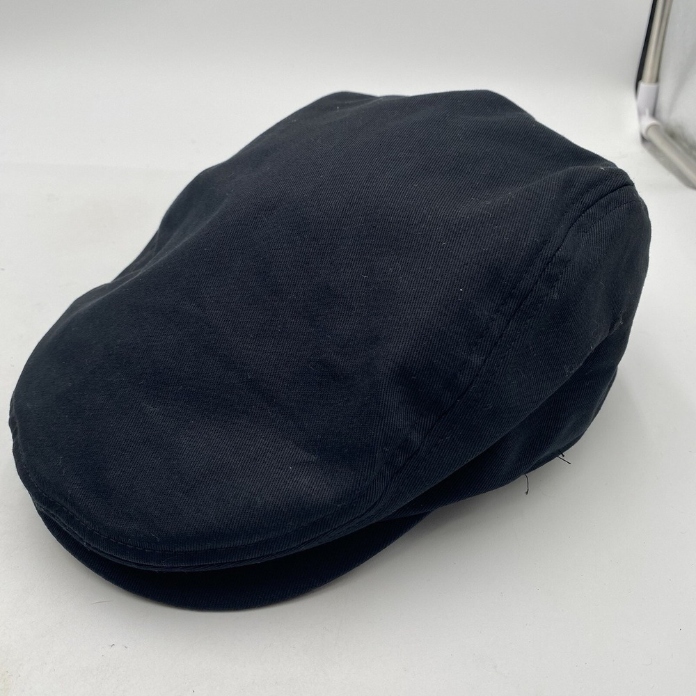 Jangoul Black Paperboy Newsboy Cap Hat‎ Cabbie Cotton Flat Design 7 1/4 - 7 3/8